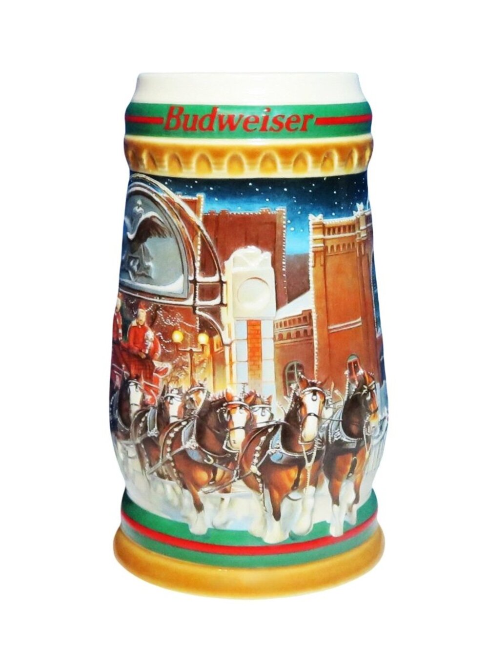 1997 Budweiser "Home For The Holidays" Ceramic Stein Ceramarte Brazil